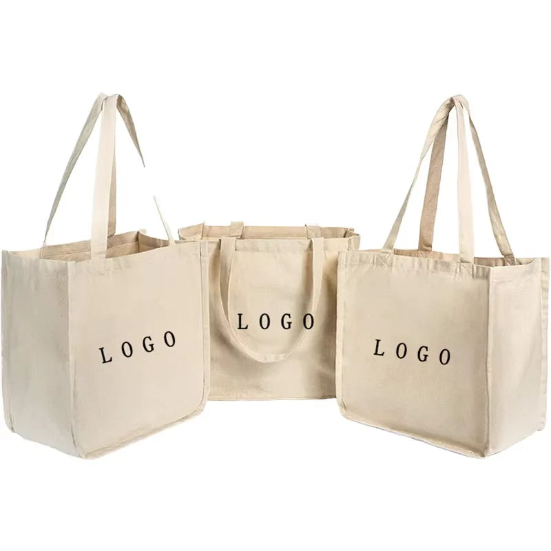 Wholesale Custom Print Logo Cheap Reusable Shopping Bags Plain White Blank Cotton Canvas Tote Bag With Customized