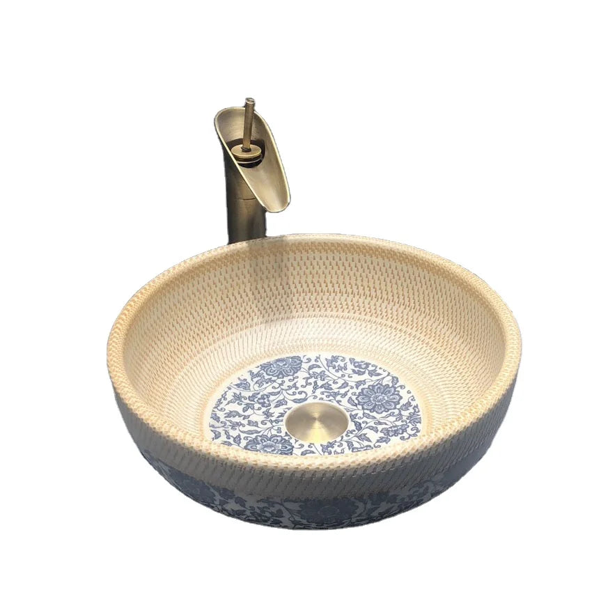 Modern Design Sanitary Ware Bathroom Ceramic Cabinet Washbasin with Round Basin and 12L Capacity