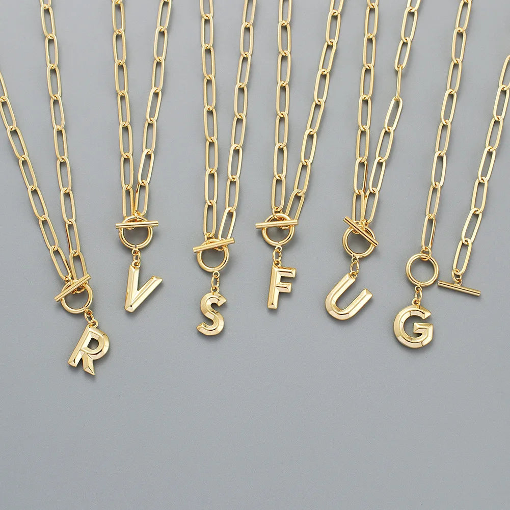 Wholesale Fashion Gold Plated Initial Letter Necklace Fine Jewelry Necklace 18k Gold Plated Necklace for Women