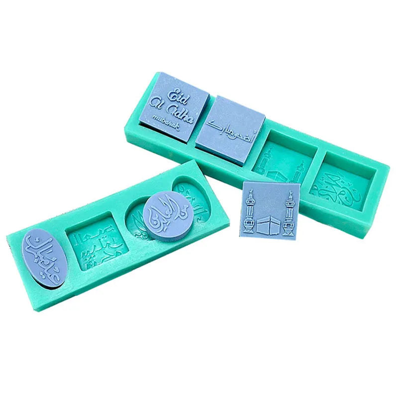 Arabic Font Eid Mubarak Silicone Cookie Mold for Baking for Ramadan Islamic Muslim Chocolate Fondant Sugar Craft Cake Tools