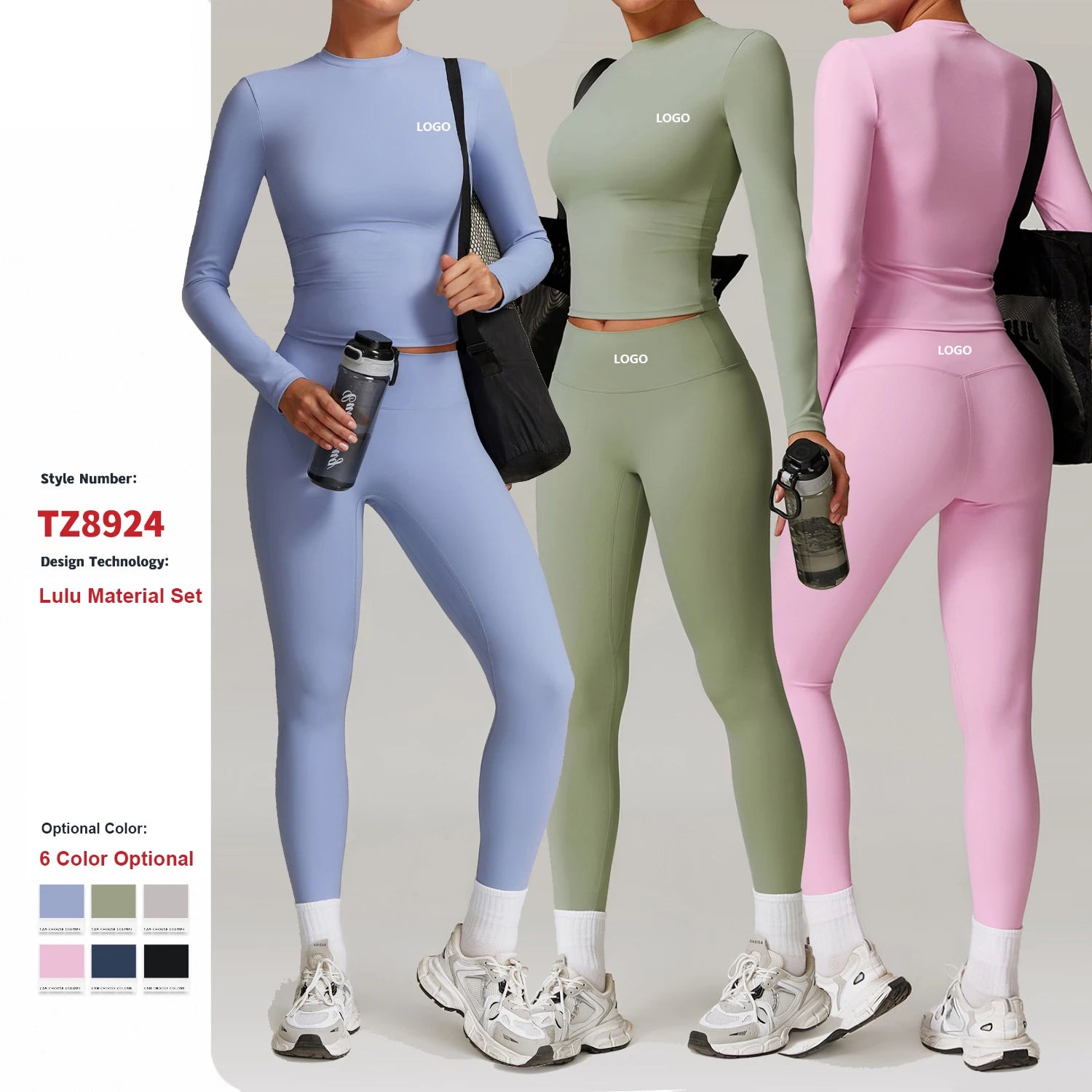 Custom Autumn Winter Wide Leg Pants Casual Sport Plush Wear Suit Outdoor Workout Warm Yoga Clothes Women Long Sleeve Fitness Set