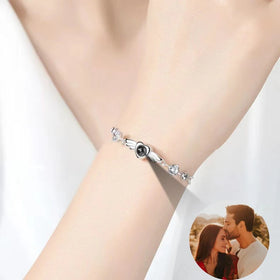 Fashion Jewelry Design Angel Wings Heart Shape Copper Zirconia Photo Projection Bracelet Christmas Gift Women Bracelet