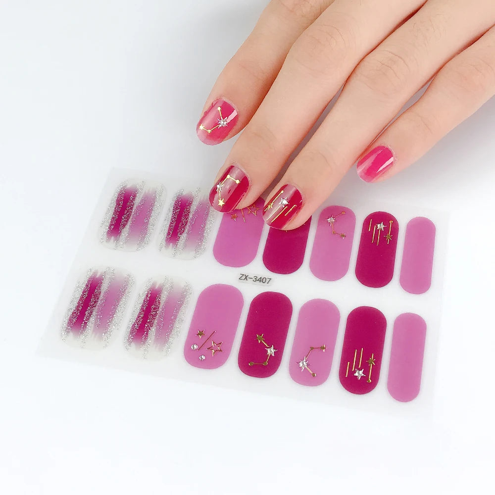 New Style 3D Custom Nail Wraps Non-Toxic Glitter Colorful Art Decorations for Girls Fashionable Plastic Nail Wrap Stickers