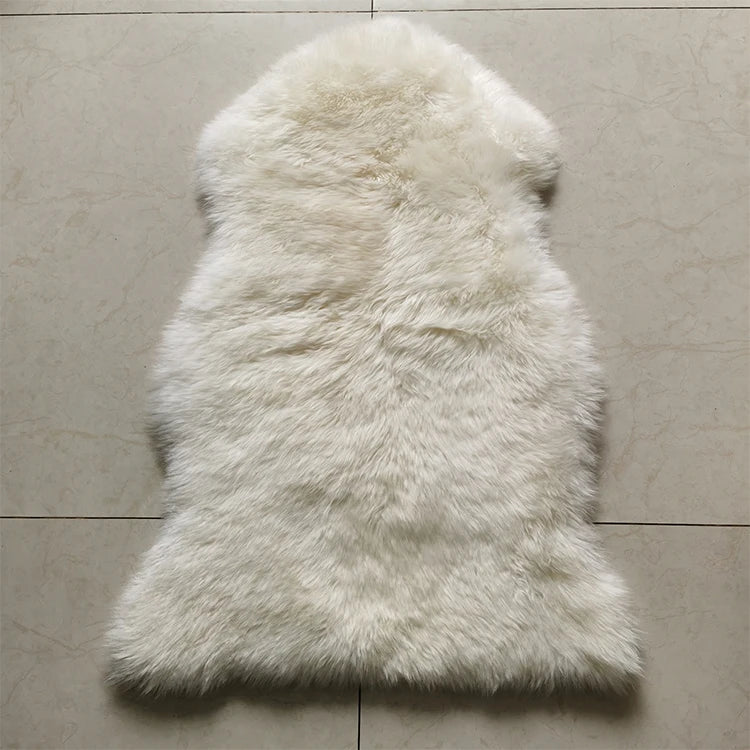 Irwoods Real Australian Sheepskin Fur Throw Rug Modern Eco-friendly Dense Thick Long Fur Cushion Plate 6-8cm Pile Height Home