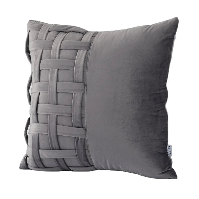 The Latest Design Solid Color square Pillowcase European and American Model Velvet Stitching Woven Sofa Cushion