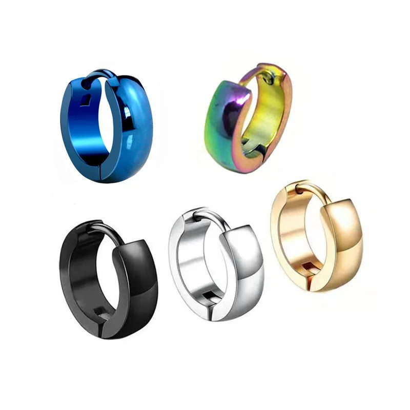 Cambered Rose Gold Huggie Earrings Trendy Stainless Steel Small Hoop for Men and Women Fashion Jewelry