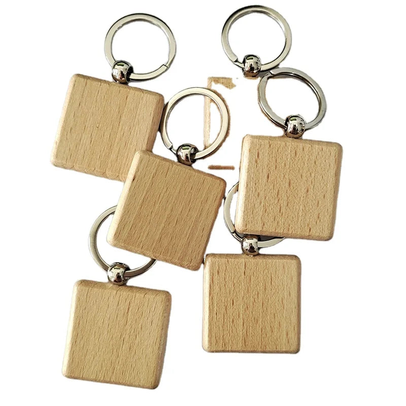 Bag Charm Pendant Wood Keychain Custom Design Printed Engraved Wooden Keychain Key Tag Laser Logo Wood Keychain for Engraving
