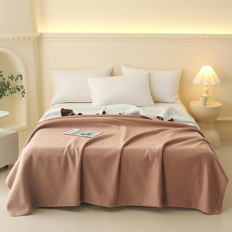 Wholesale Soft Double Layer Blanket Warm Cashmere Throw Blanket Winter Fleece Blanket