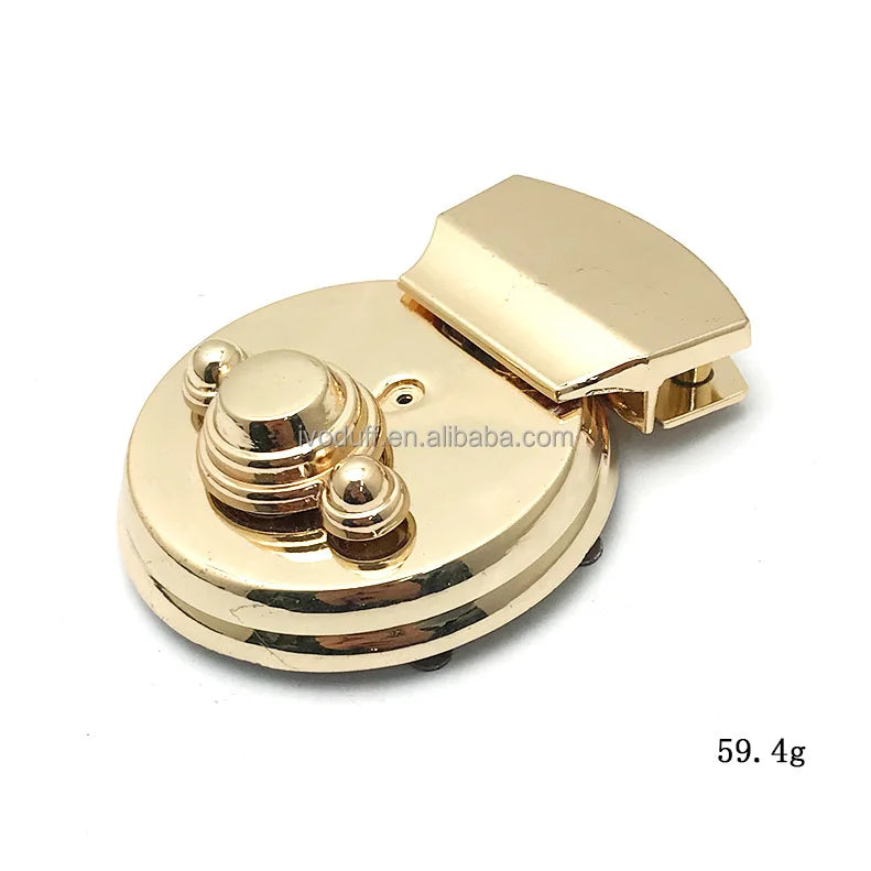50mm Round Bag Lock Metal Decorative Handbag Locks Purse Clasp Buckle Light Gold Press Rotation Twist Lock