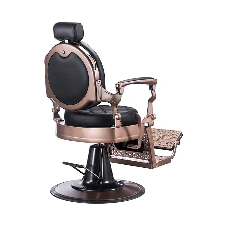 Used Men's Salon Barber Chairs-Reclining & Durable PU Leather with Heavy-Duty Hydraulic Pump and Adjustable Footrest