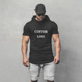 Custom Logo Men's Short Sleeve Quick Dry Fitness Hooded T-Shirts Summer Outdoor Sports Jogging Running GYM T-Shirts Plus Size