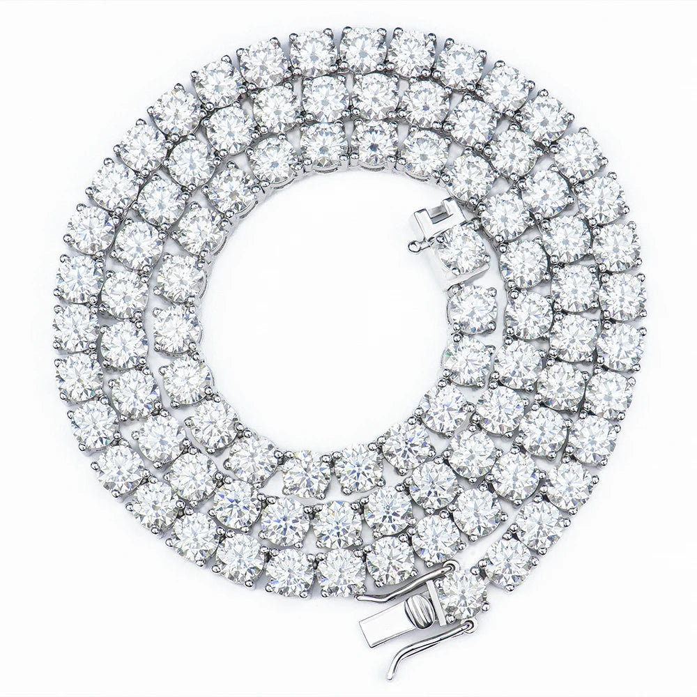 Xingyue Wholesale Men Women Hip-hop Jewelry 5mm 925 Sterling Silver Gra Vvs Mossanite Moissanite Diamond Tennis Chain Necklace