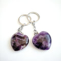 DIY Keychain crystal pendant stone gemstone amethyst heart alloy keyring