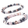 Jade White Volcanic Stone Powder Crystal Rose Gold Bracelet Jewelry Natural Stone Powder Zebra Agate Beaded Bracelet for Women