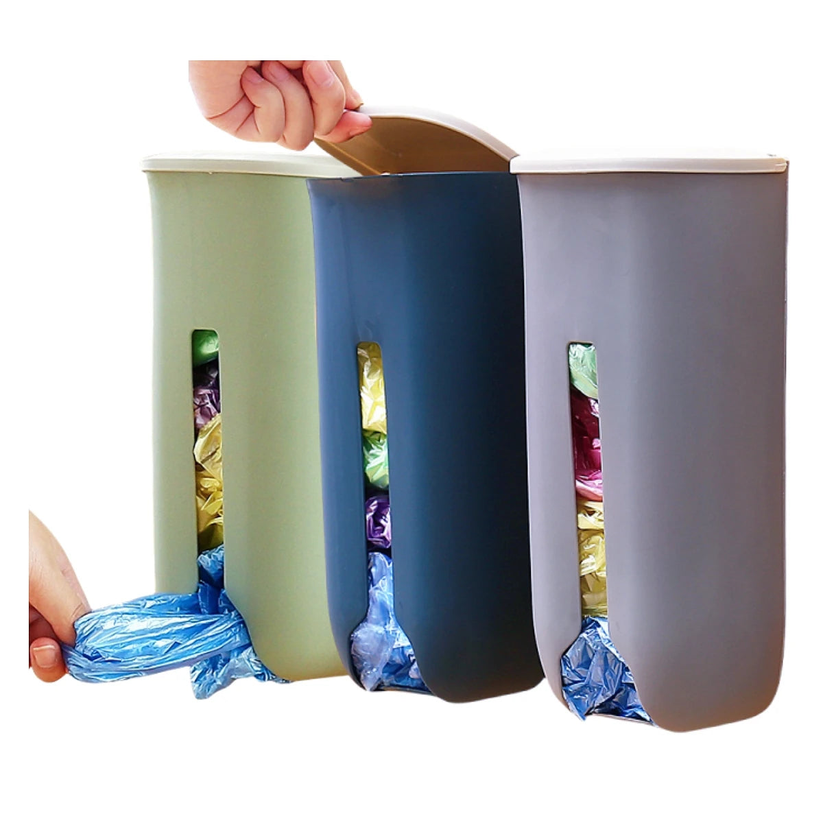 Kitchen Plastic Bag Holder Organizer Wall Hanging Garbage Bag Storage Box Bathroom Trash Bag Bucket Dispenser Storage Rack