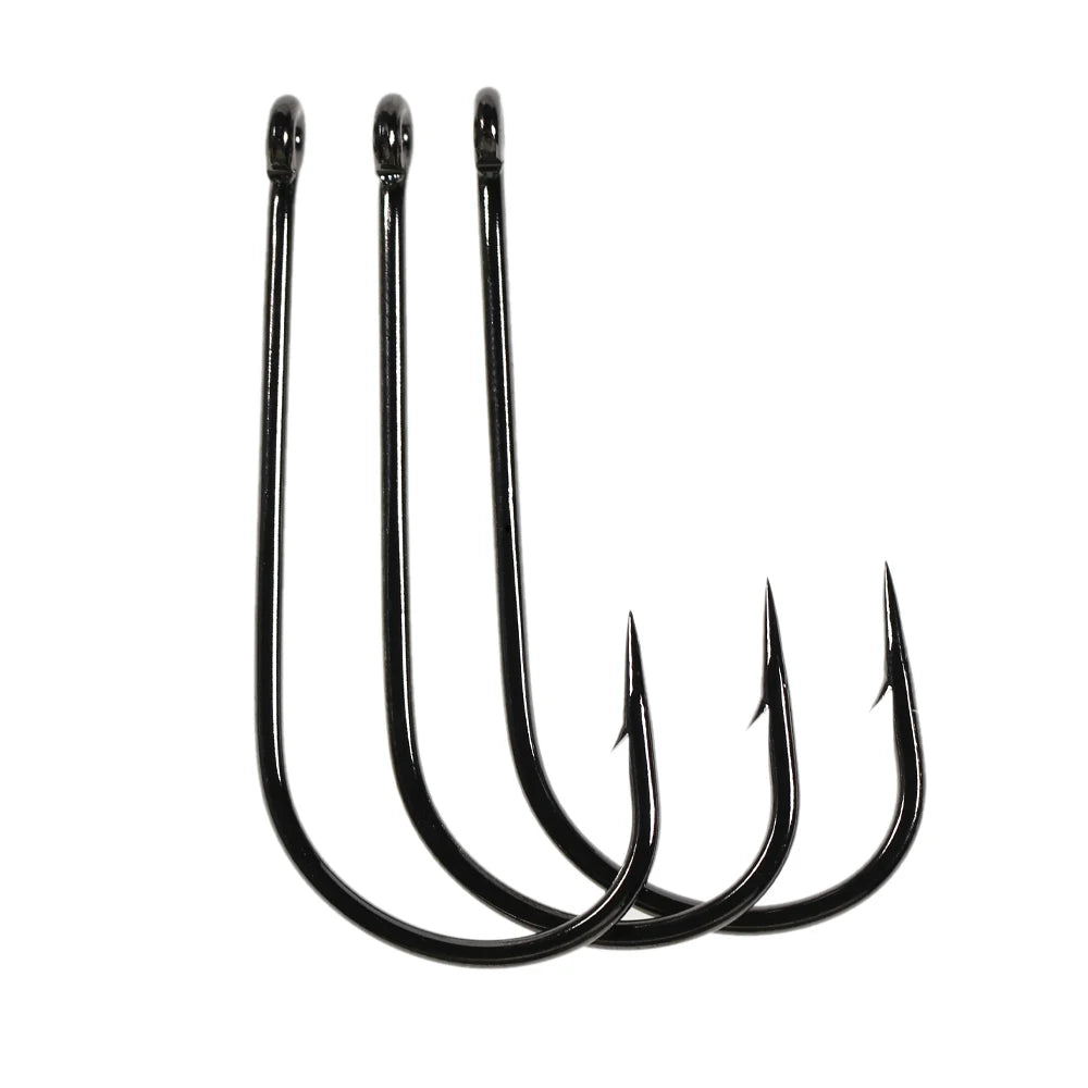 #1/0 - #8/0 Aberdeen Long Shank Wide Mouth Fishhook Sabiki Rig Streamer Fly  Hook Saltwater Fishing Freshwater Hooks
