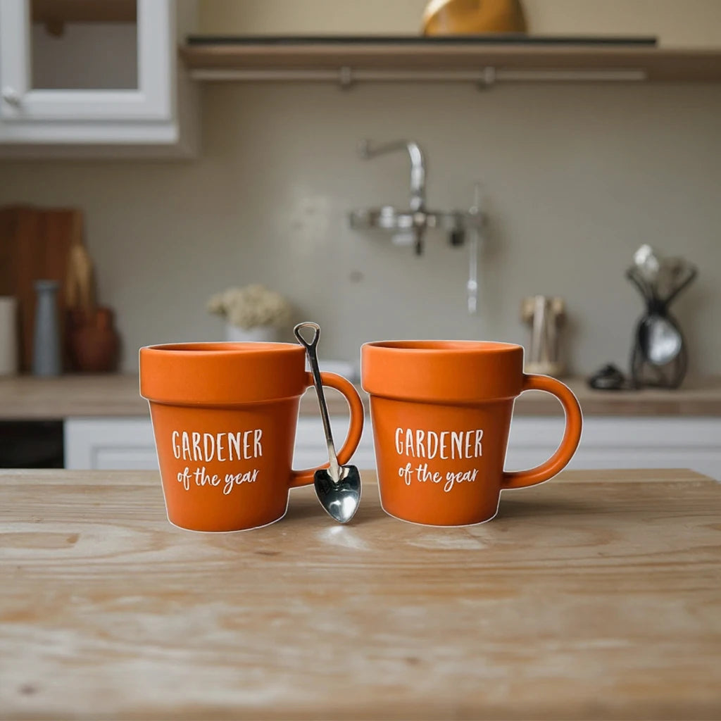 Country-Style Funny Plant Pot Mug Shovel Spoon Porcelain Ceramic Coffee Mug Gardening Business Travel Custom Print Tea Usage