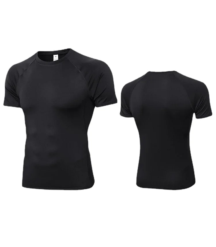 Hottest Mens Fashion Quick Dry Short Sleeves Sporty Running Gym Compression Shirt Training Tops
