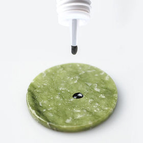 Handmade Natural Synthetic Hair Eyelash Extension Glue Holder with Jade Stone Beauty Care Makeup Tools Green