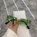 2024 New Rimless Cut Edge Sunglasses Women square Glasses Fashion Gradient Color Sunglasses