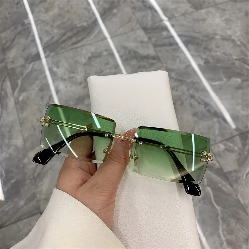 2024 New Rimless Cut Edge Sunglasses Women square Glasses Fashion Gradient Color Sunglasses