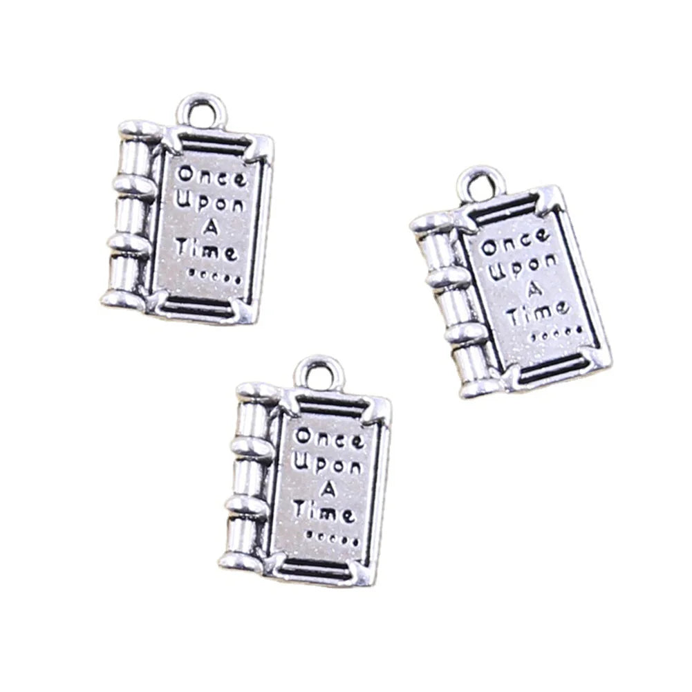 Charms Book of fairy Tales Once Upon a Time 18x12mm Handmade Making FitVintage Tibetan Silver Color PendantsDIY for Bracelet N