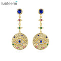 LUOTEEMI New Evil Eyes Girls Design Gold Earrings 18K Plated Cubic Zirconia Women Drop Earring