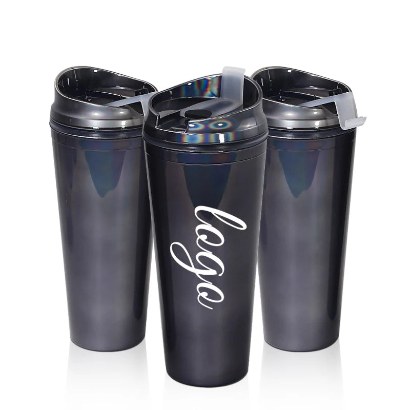 Custom Logo 24oz Acrylic Double Wall BPA Free Tumbler Out Door Rainbow Color Drink Bottle With Drink Lids