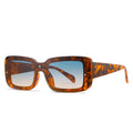 STORY KD346 Riveted Rectangular Sun Glasses Square Frame Fashion Women Shades Gradient Leopard Eyewear Sunglasses