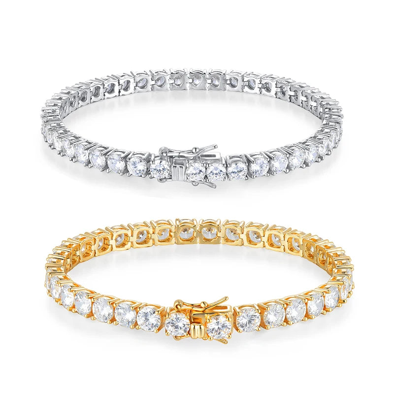 Hip Hop Jewelry Gold Plated Crystal Tennis Bracelet for Men and Women 3mm 4mm 5mm 6mm Cubic Zirconia Fashion Accessory OEM ODM
