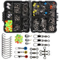 160pcs/set Fishing Tackles Set Jig Hooks Beads Sinkers Weight Swivels Snaps Sliders Kit Angling Accessory