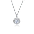 Rhodium Plated 925 Silver Zirconia Pendant Necklace Shining Tarnish Free