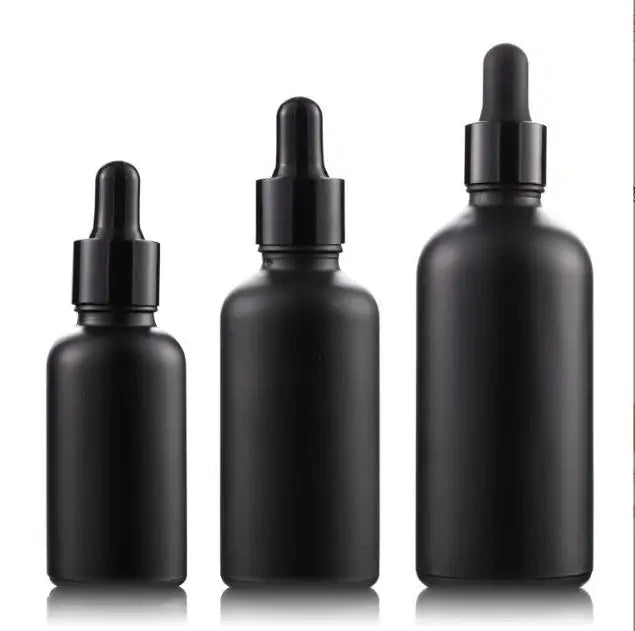 10ml 15ml 30ml 50ml 100ml Glass Bottles with Black Collar Essential Oil Bottle Beard Oil Matt Black Dropper Bottle