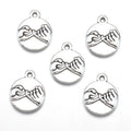 Antique Round Charms Gold Color Hand in Hand Pendants Friendship Jewelry Making DIY Handmade Craft 18*14mm I147