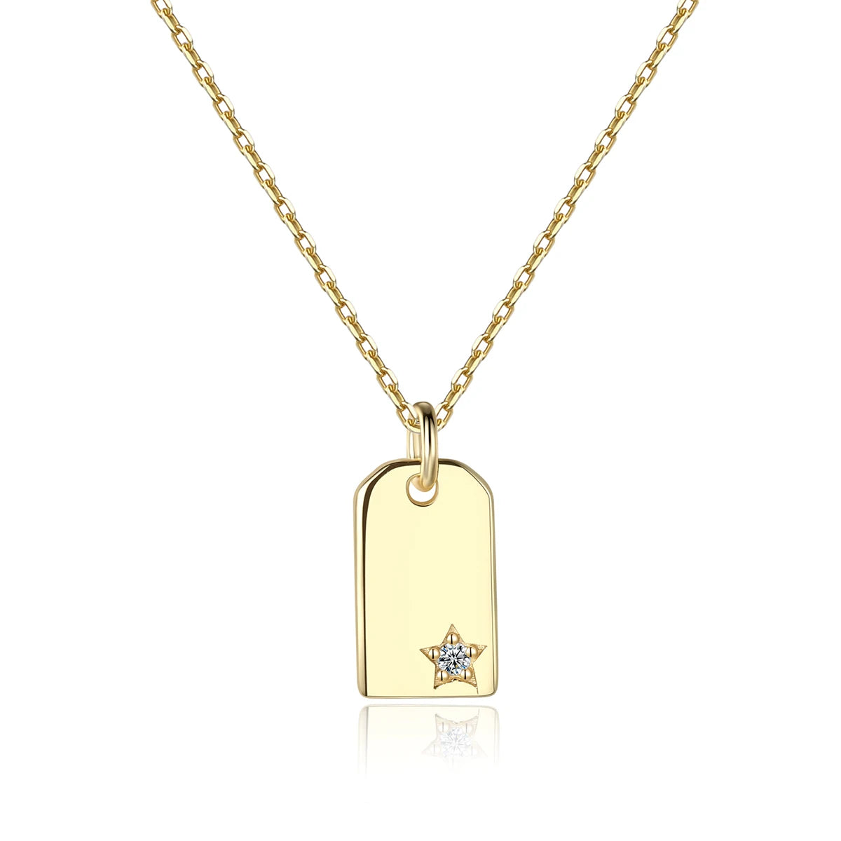 CZCITY Trendy Nice Quality 14k Gold Plated 925 Sterling Silver Geometric Star Square Necklaces for Women Jewelry