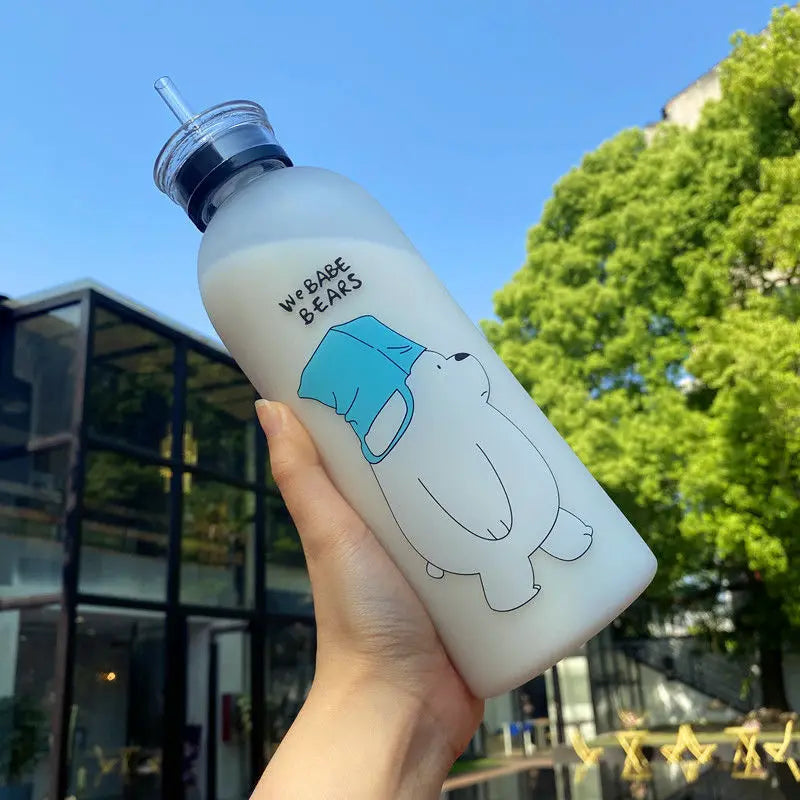 Customized 1000ml Water Bottle with Straw Promotional PC Plastic Juice and Water Direct Drinking Boiling Applicable
