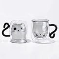 250ml Custom Gift Idea Glass Coffee Mug Cute Coffee Glass Mug Cartoon Cat Shape Glass Coffee Mugs for Breakfast Milk Juice Tea