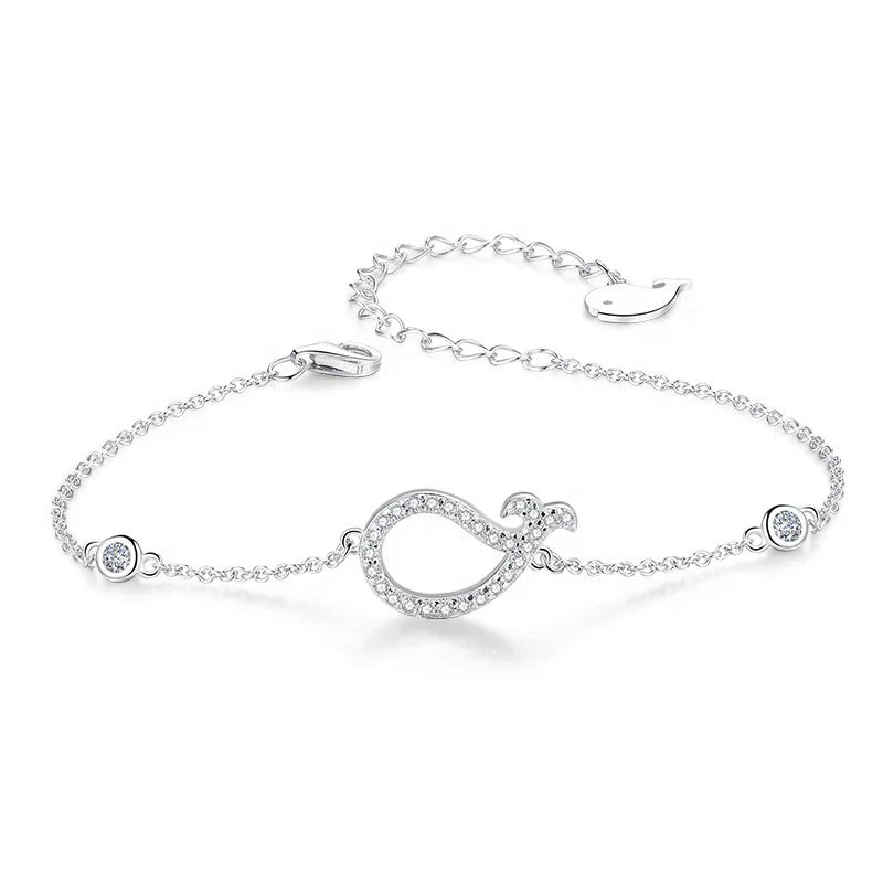 GB07 Custom 925 Sterling Silver Ocean Fish Fine Bracelet Elegant Zircon Whale Luxury Bracelets for Women Fashion Jewelry Gift