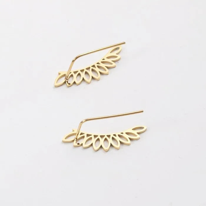 Simple Stainless Steel Fly Wing Shape Earrings Hook No Ear Holes Piercing Earrings Ear Cuff