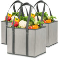 Large Foldable Washable Storage Bins Recycled Reusable Grocery Tote Bags with Reinforced Bottom Holiday Shopping Box