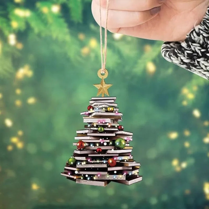 New Cross-border Book Christmas Tree Ornament Pendant Creative Acrylic Decoration Pendant