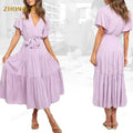 Custom Bohemian Long Dresses for Women Summer Lady Elegant Ladies Loose Beach Sundress Female Holiday Long Casual Dress