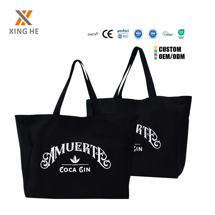 Wholesale Custom Printed Logo Canvas Tote Bag Cotton Handle Zipper Wholesale Custom Canvas Shopping Bag