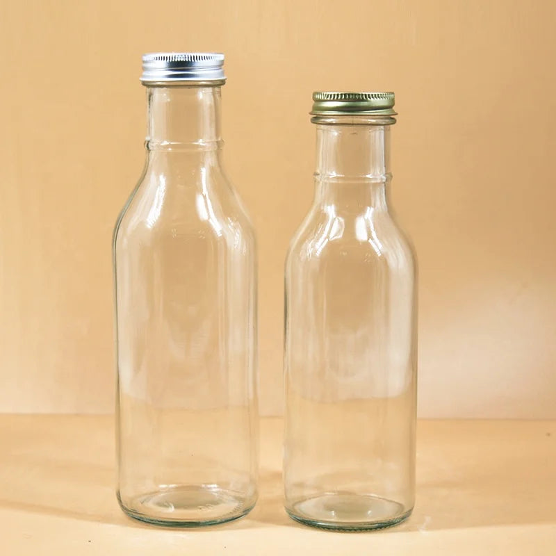 Wholesale 250ml 350ml 500ml Round Salad Sauce Spice Glass Bottle with Aluminum Cap