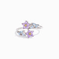 Rainbowking 925 Sterling Silver Flowers and Leaves Ring Female Simple Fashion European and American Style Ring Fine Jewelry Ring