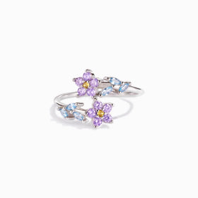 Rainbowking 925 Sterling Silver Flowers and Leaves Ring Female Simple Fashion European and American Style Ring Fine Jewelry Ring