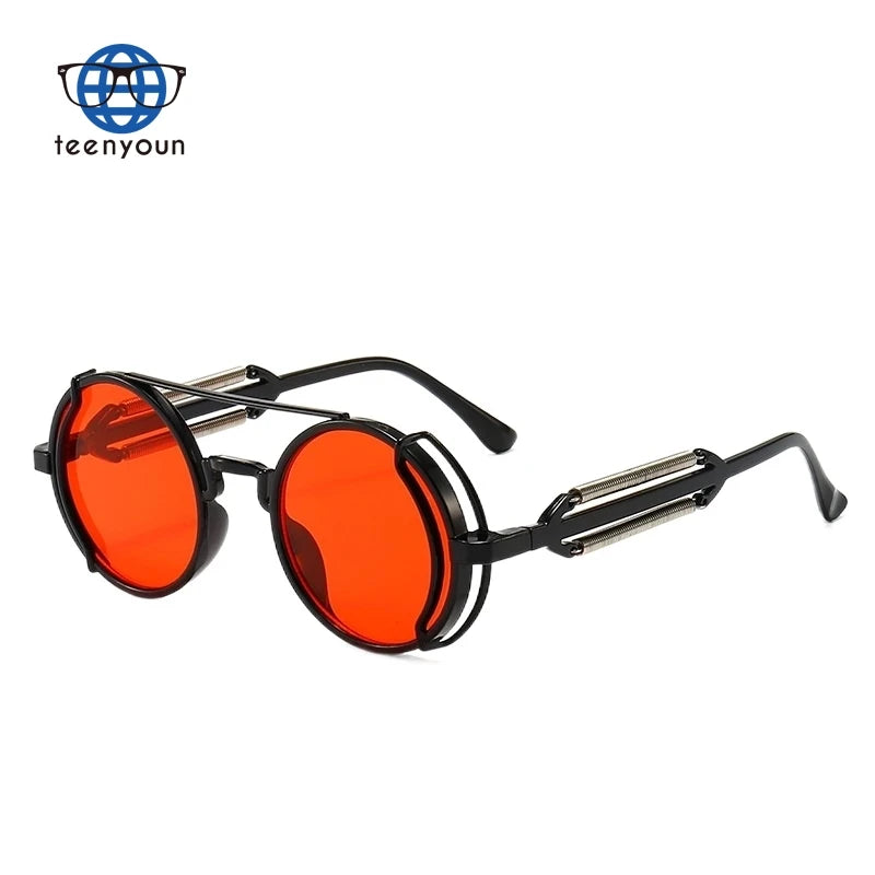 Teenyoun Steampunk Sunglasses Retro Men's Round Punk Eyewear Gothic Style 2022 New Products Women Uv400