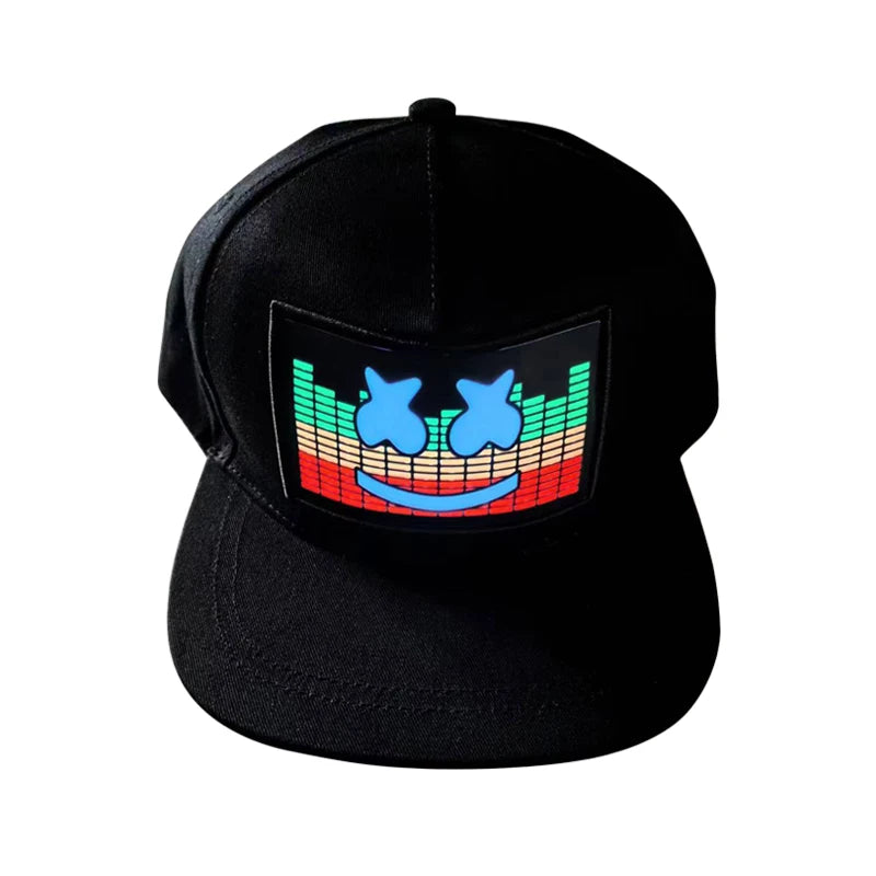New Style New York Hats El Panel Cap Electroluminescent Hat with Snap Button Sound Active El Cap