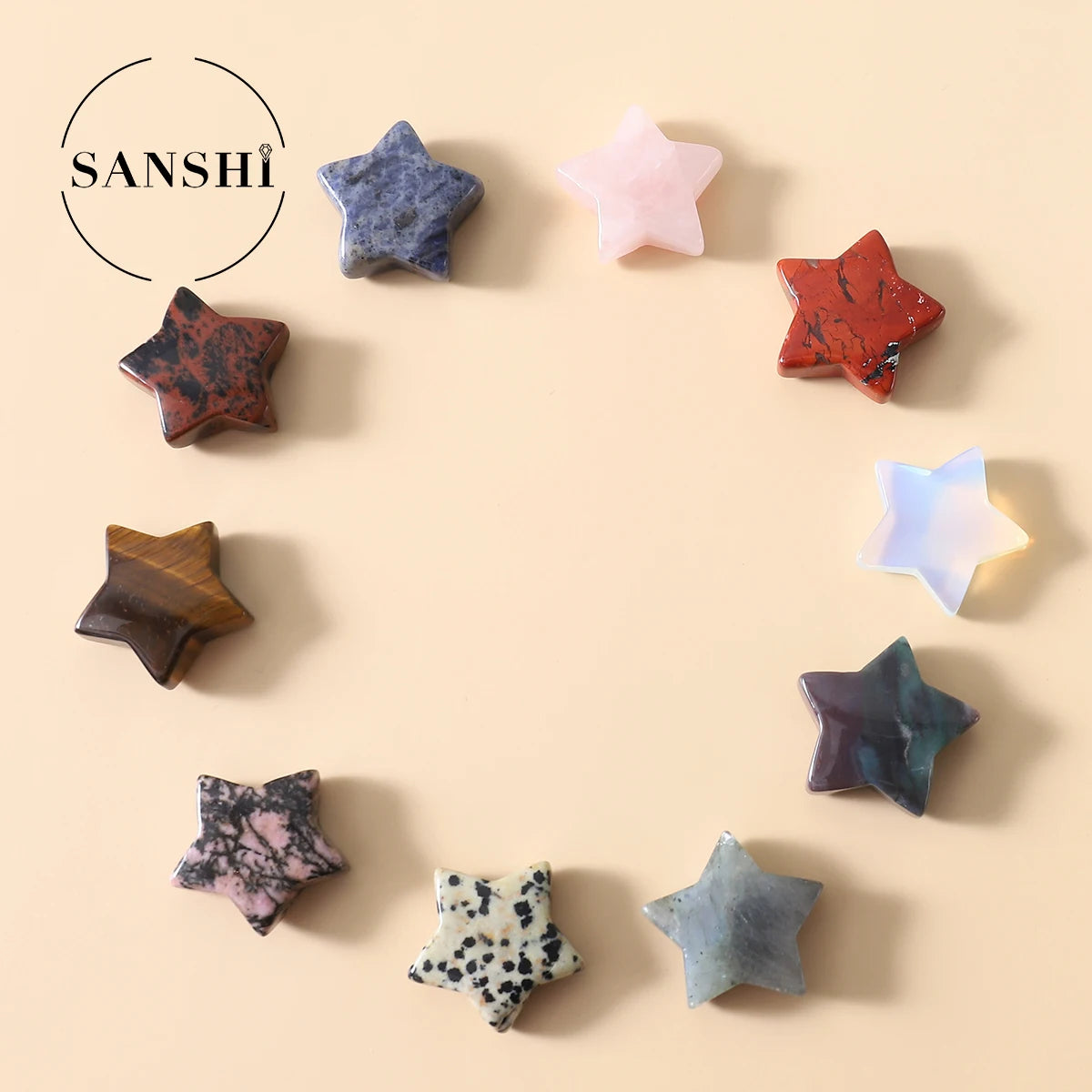 Hot Selling Natural Crystal Rough Star Ornaments Pentagram Diy Accessories Creative Jewelry Pendant