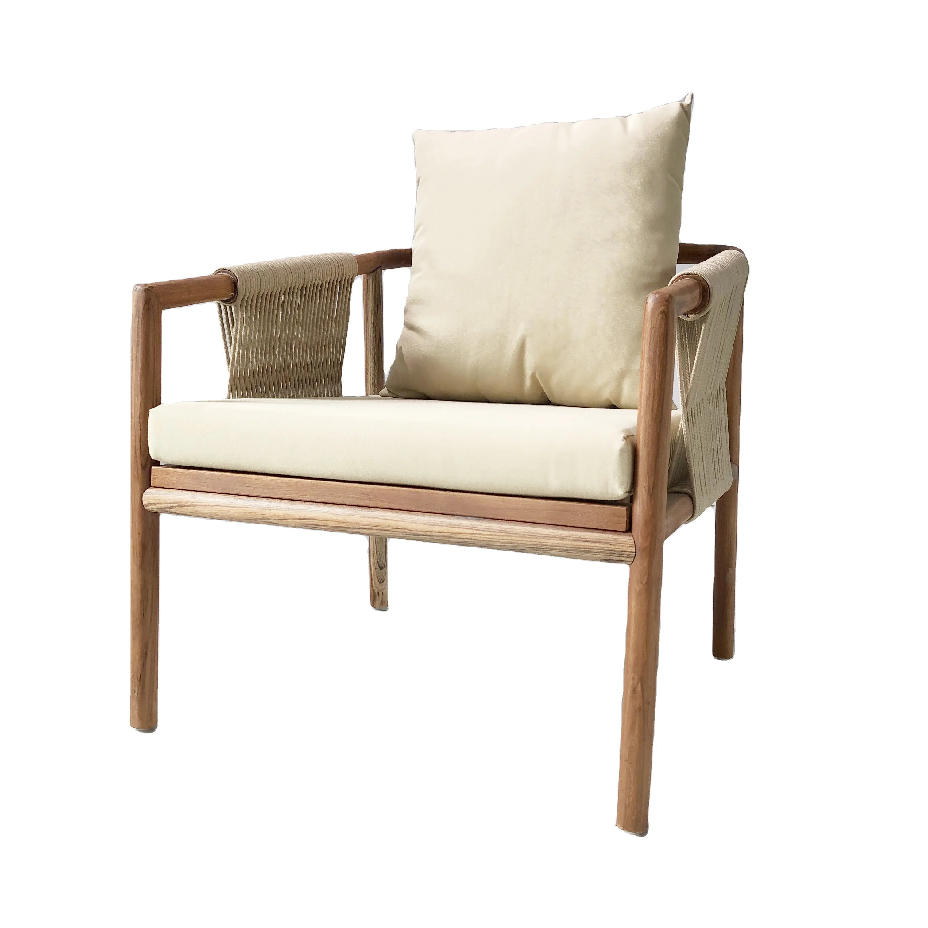 Nordic Modern Creative Design Quality Solid Wood Frame Rope Woven Living Room Armchair